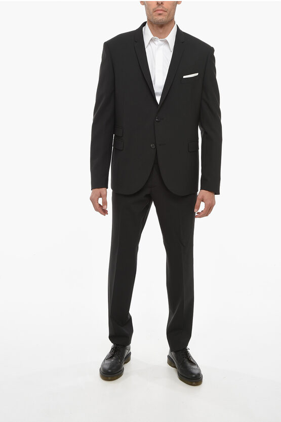 Neil Barrett Slim Ruffalo Suit With Flap Pockets In Black