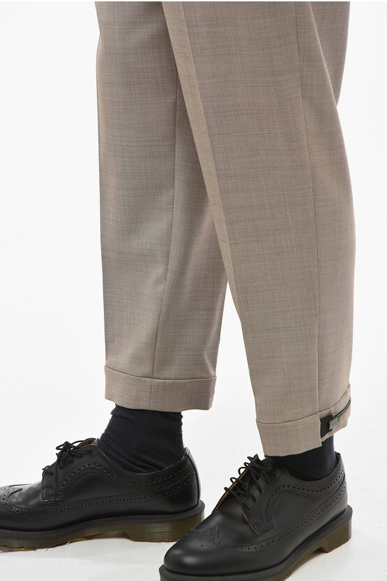 Slim Trousers with Hopsack Pattern and Metal Application