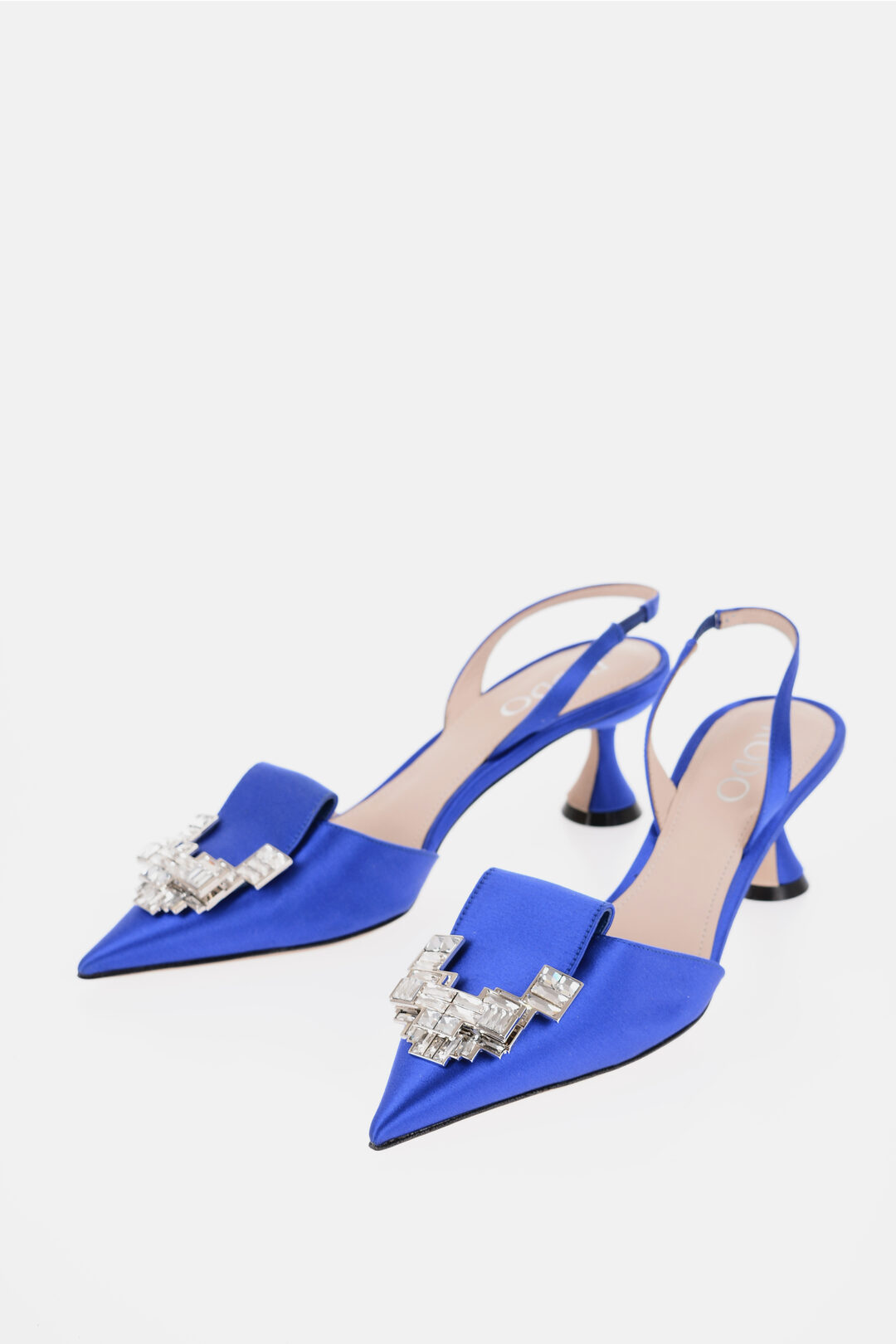 Rodo Slingback in Raso a Tinta Unita con Gioielli Tacco