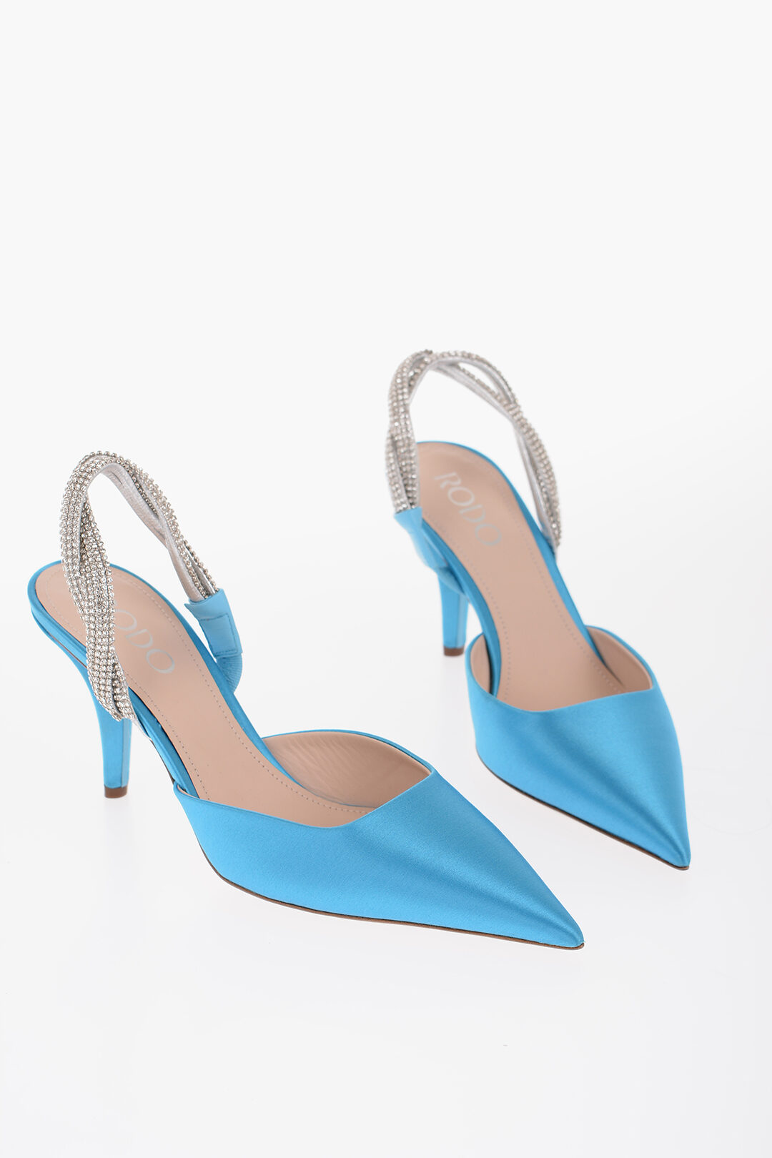 Rodo Slingback in Satin con Strass 9,5cm donna Glamood Outlet