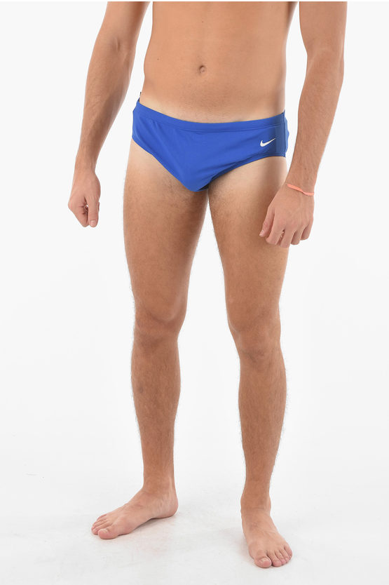 Nike Slip Swimsuit With Logo Print In Blue