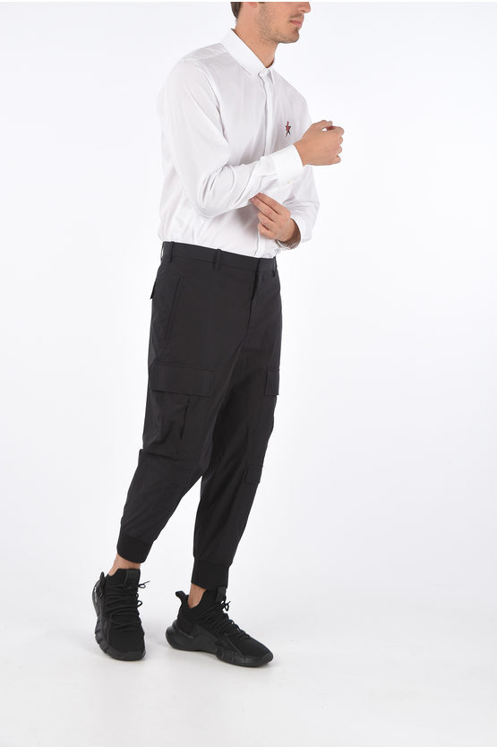 low waisted black cargo pants