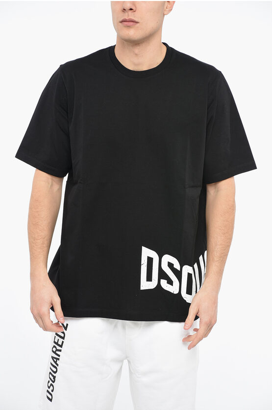 Dsquared2 Slouch T-shirt With Contrasting Logo Print In Black