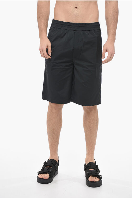 Neil Barrett Slouchy Fit Stretch Nylon Shorts With Drawstring In Black