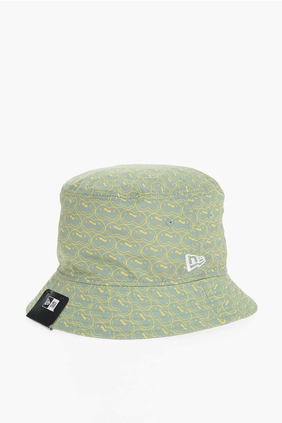 New Era Smiley Bucket Hat With All-over Smiley In Green