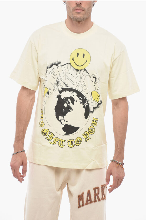Shop Market Smiley Printed Cotton Crew-neck T-shirt