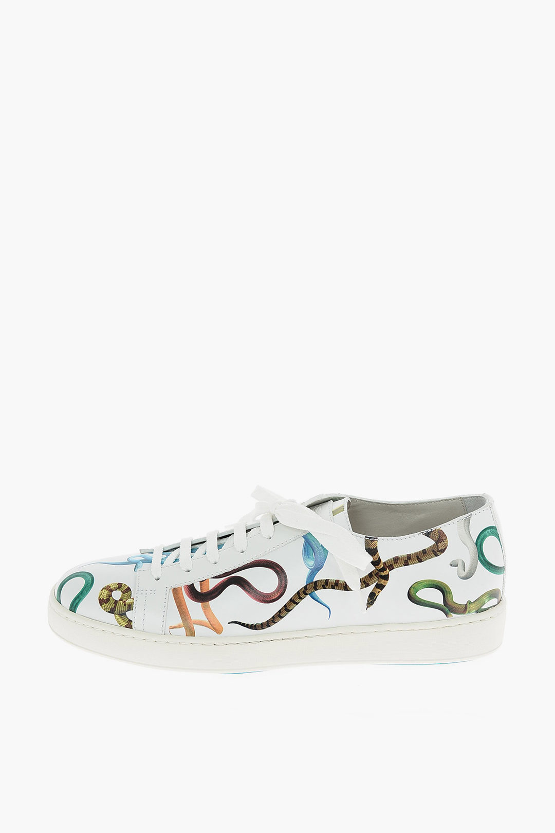 snakes printed leather sneakers
