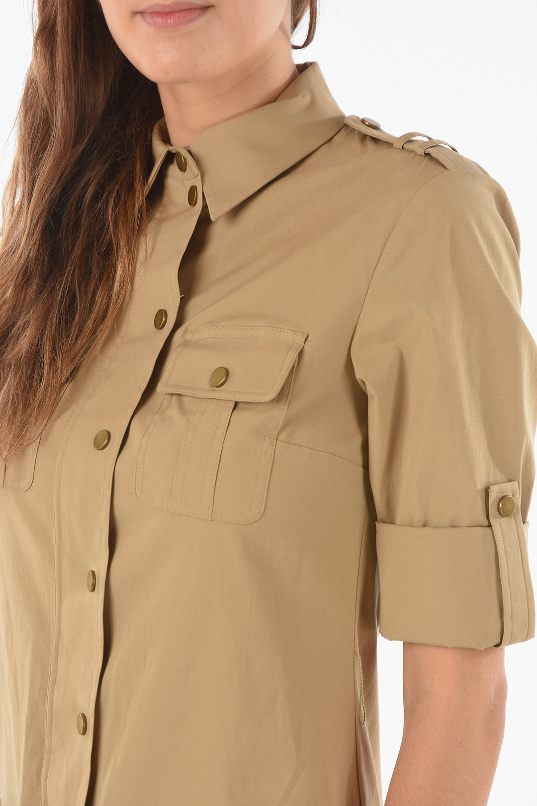 Michael Kors Snap Button Zipped Utility Shirt Dress women - Glamood Outlet