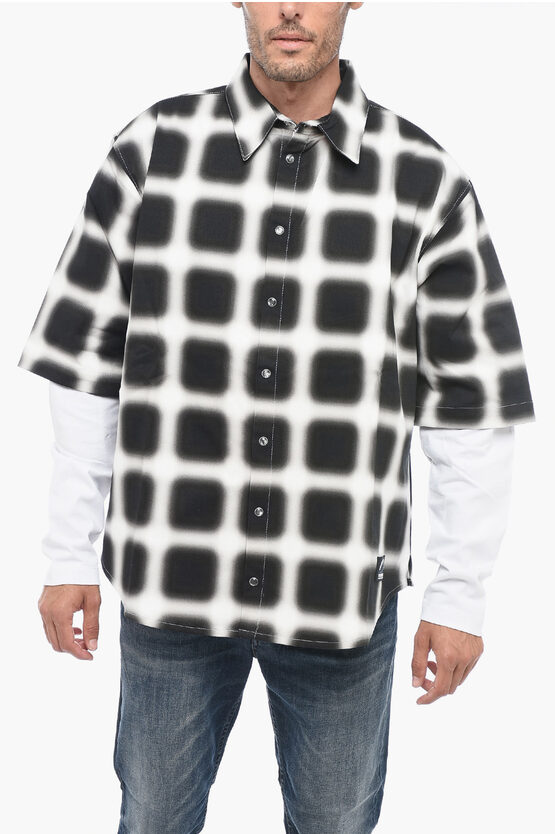 Marcelo Burlon County Of Milan Blurred Windowpane-print Shirt