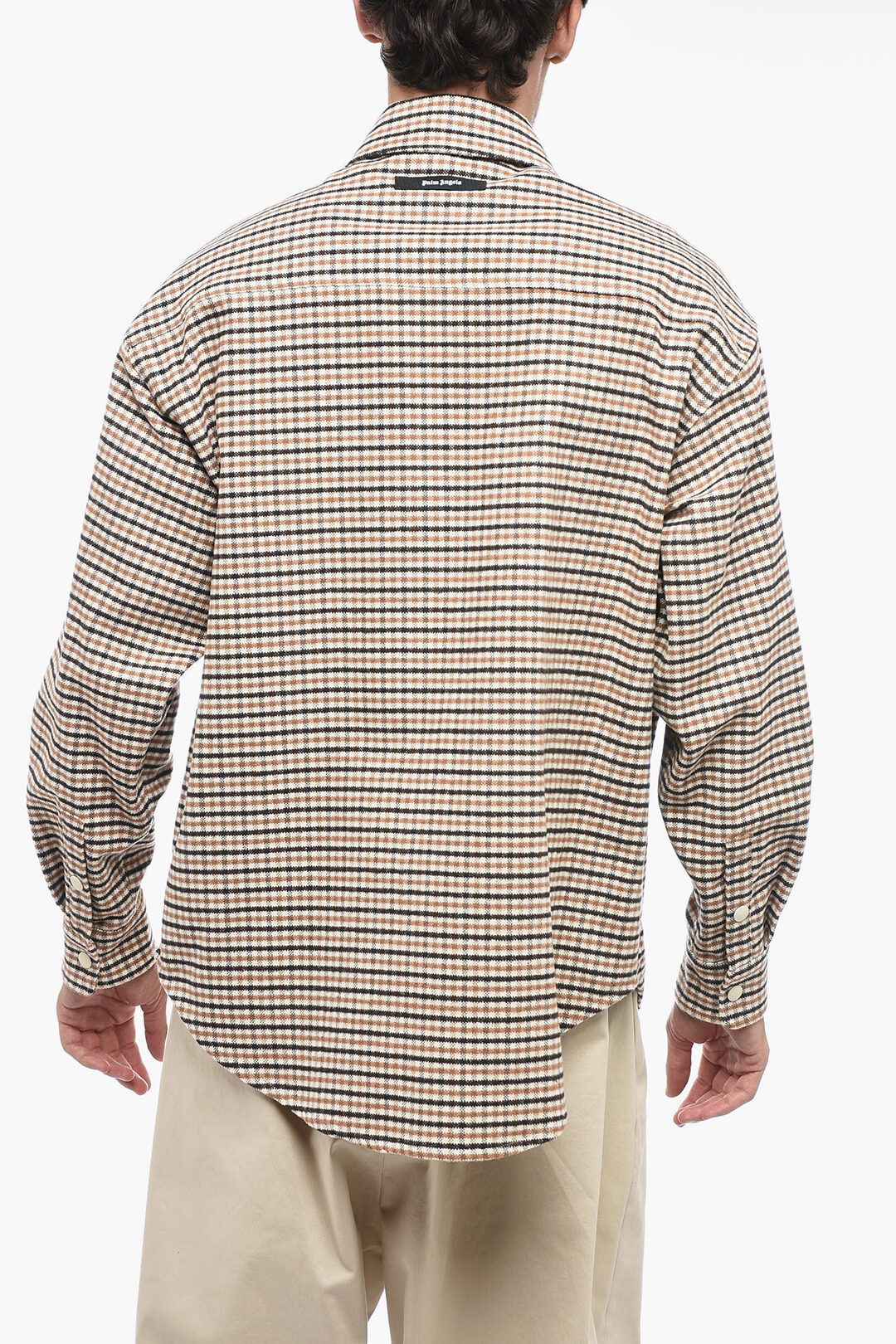 Palm Angels Snap Buttoned MICRO CHECK Saharan Overshirt men 
