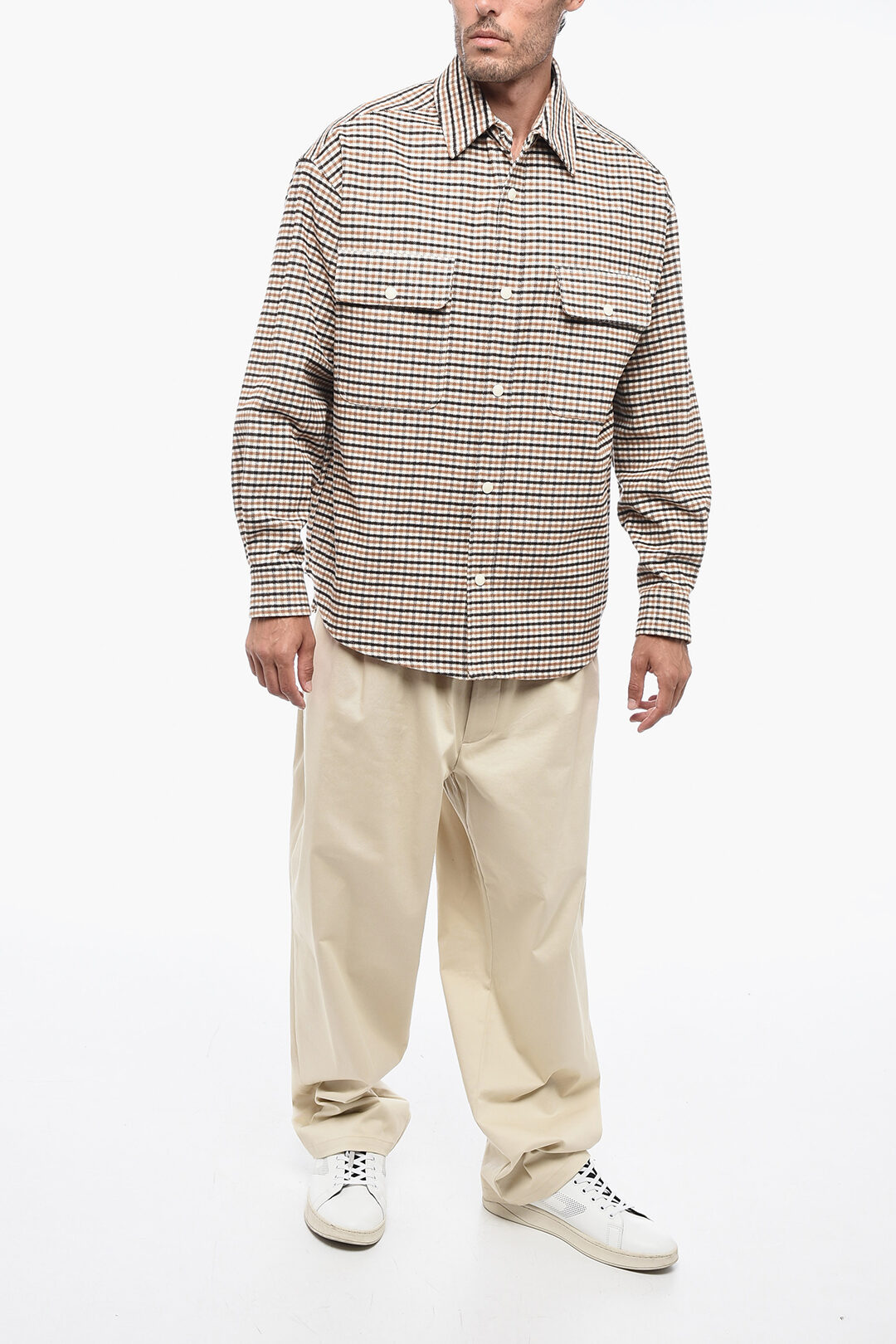 Palm Angels Snap Buttoned MICRO CHECK Saharan Overshirt men 