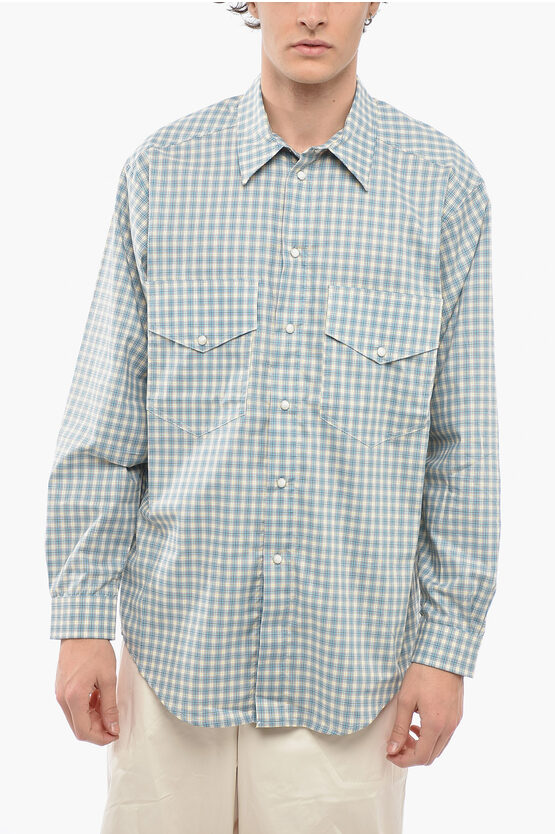 Rold Skov Snap Buttons Plaid Checked Shirt In Green