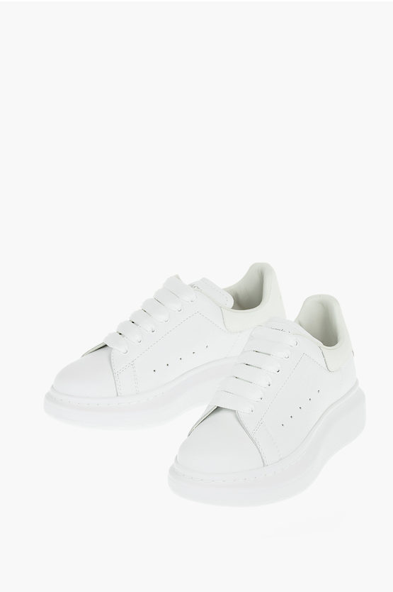 Alexander McQueen Kids Sneakers Basse a Tinta Unita in Pelle con Platform 4 5cm bambina Glamood Outlet