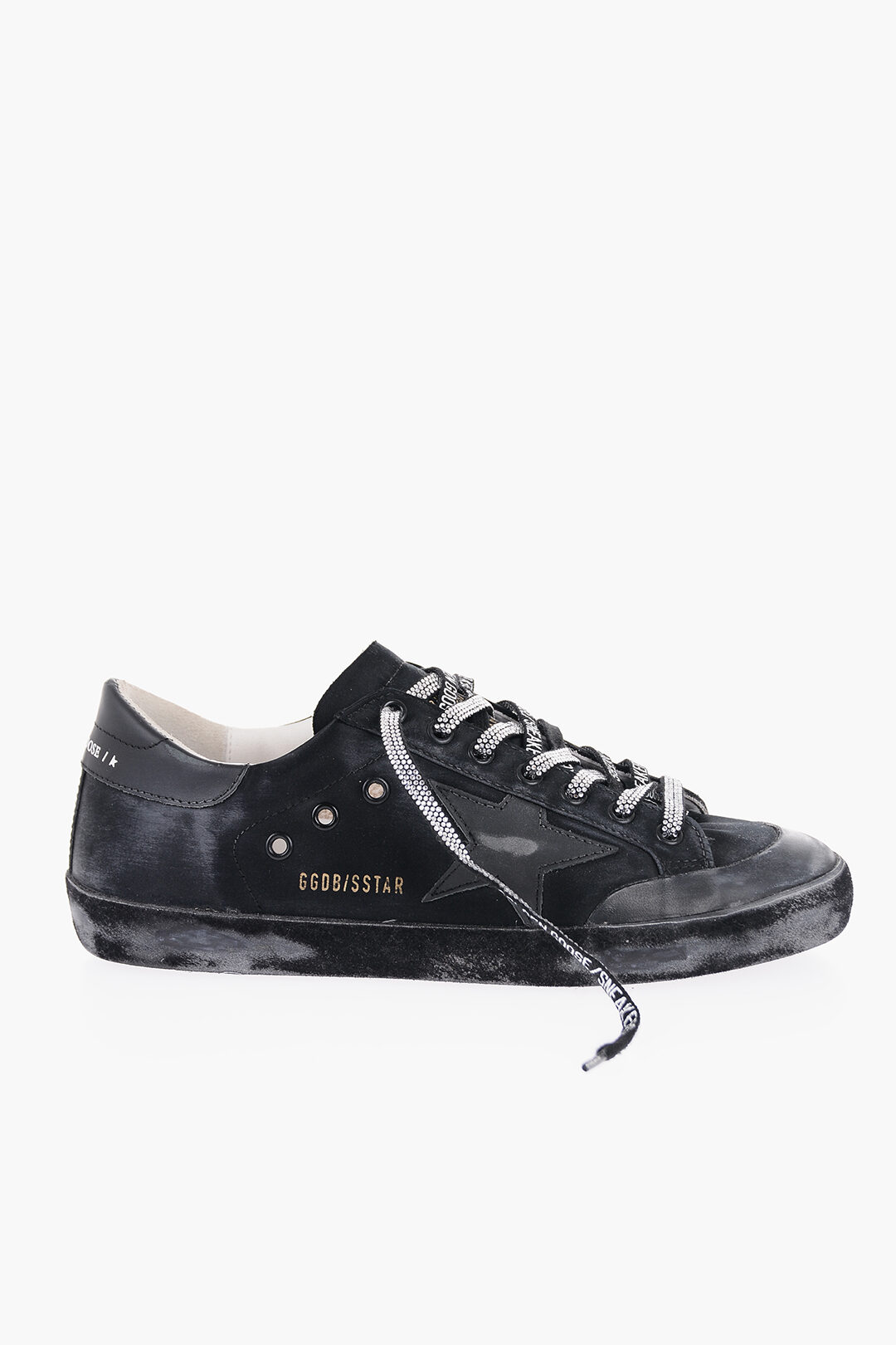 Golden Goose Sneakers Basse SUPER STAR in Pelle e Satin con Lacci in Strass uomo Glamood Outlet