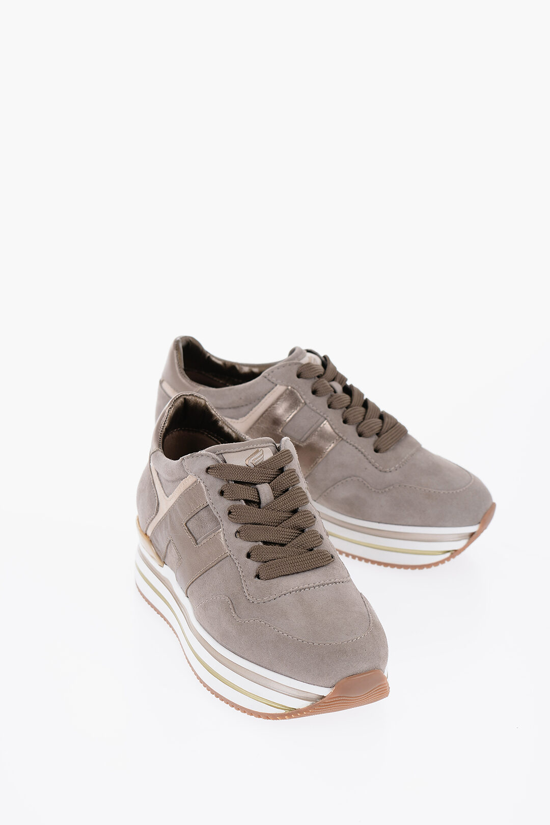 Hogan Sneakers in Suede con Dettagli Effetto Dorato 5cm donna Glamood Outlet