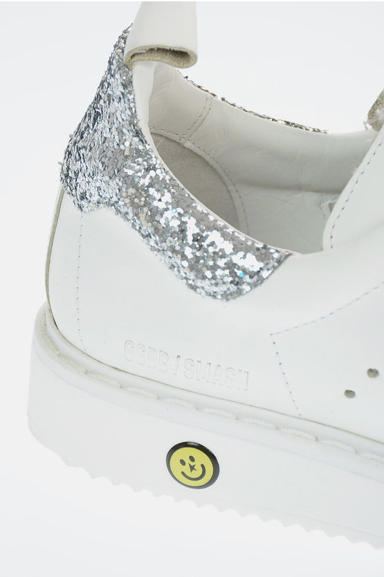 Golden Goose Sneakers SMASH in Pelle con Dettaglio Glitter e Chiusura in Velcro bambina Glamood Outlet