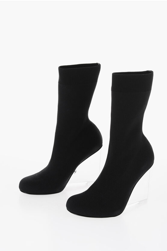 Shop Alexander Mcqueen Sock Boots With Clear Wedge 11 Cm