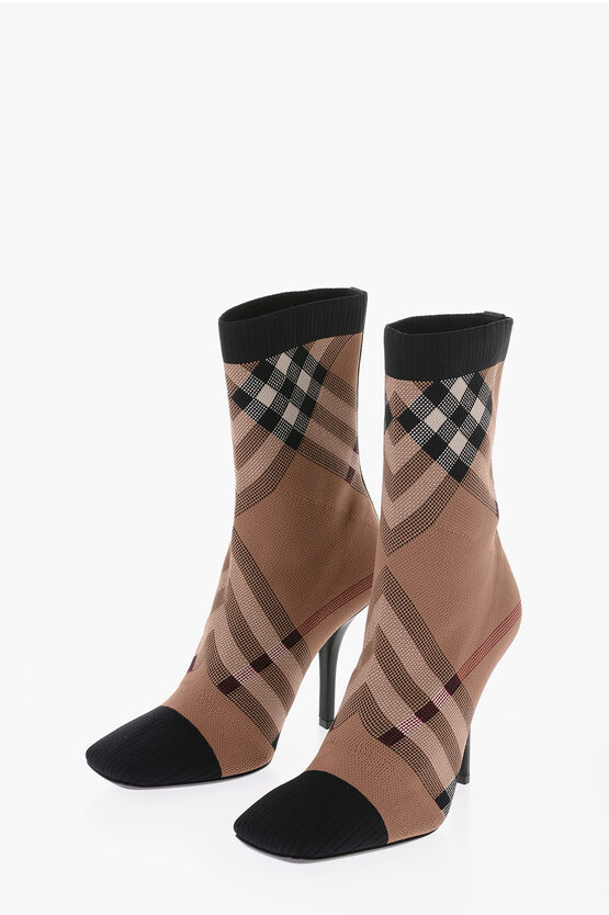 Shop Burberry Sock Fit Knitted Booties Heel 10 Cm