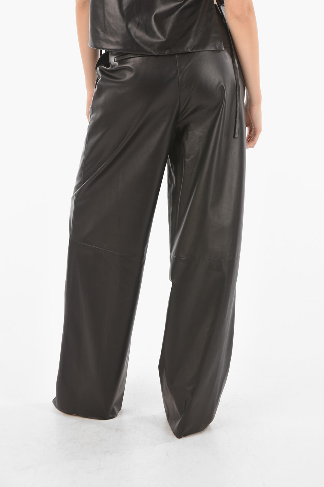 DROMe Soft Leather Baggy Pants with Visible Stitchings women - Glamood ...