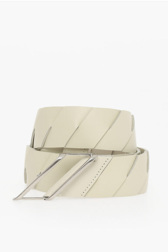 Shop Bottega Veneta Soft-leather Belt With Silver-toned Hardware