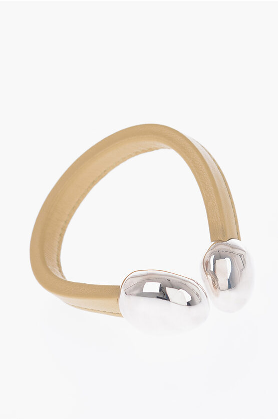 Bottega Veneta Soft-leather Bracelet With Silver-tone Details In Gold