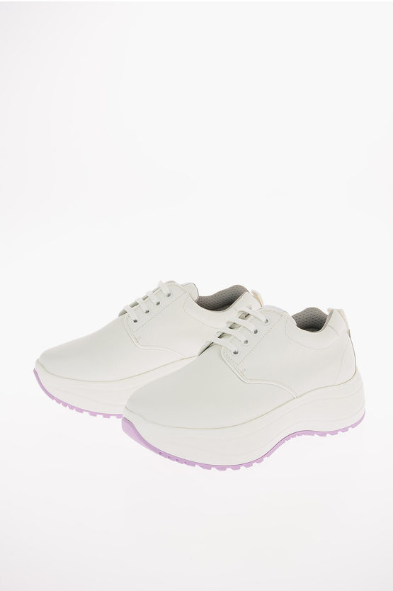 Celine Soft Leather Delivery Sneakers With Platform Sole In White