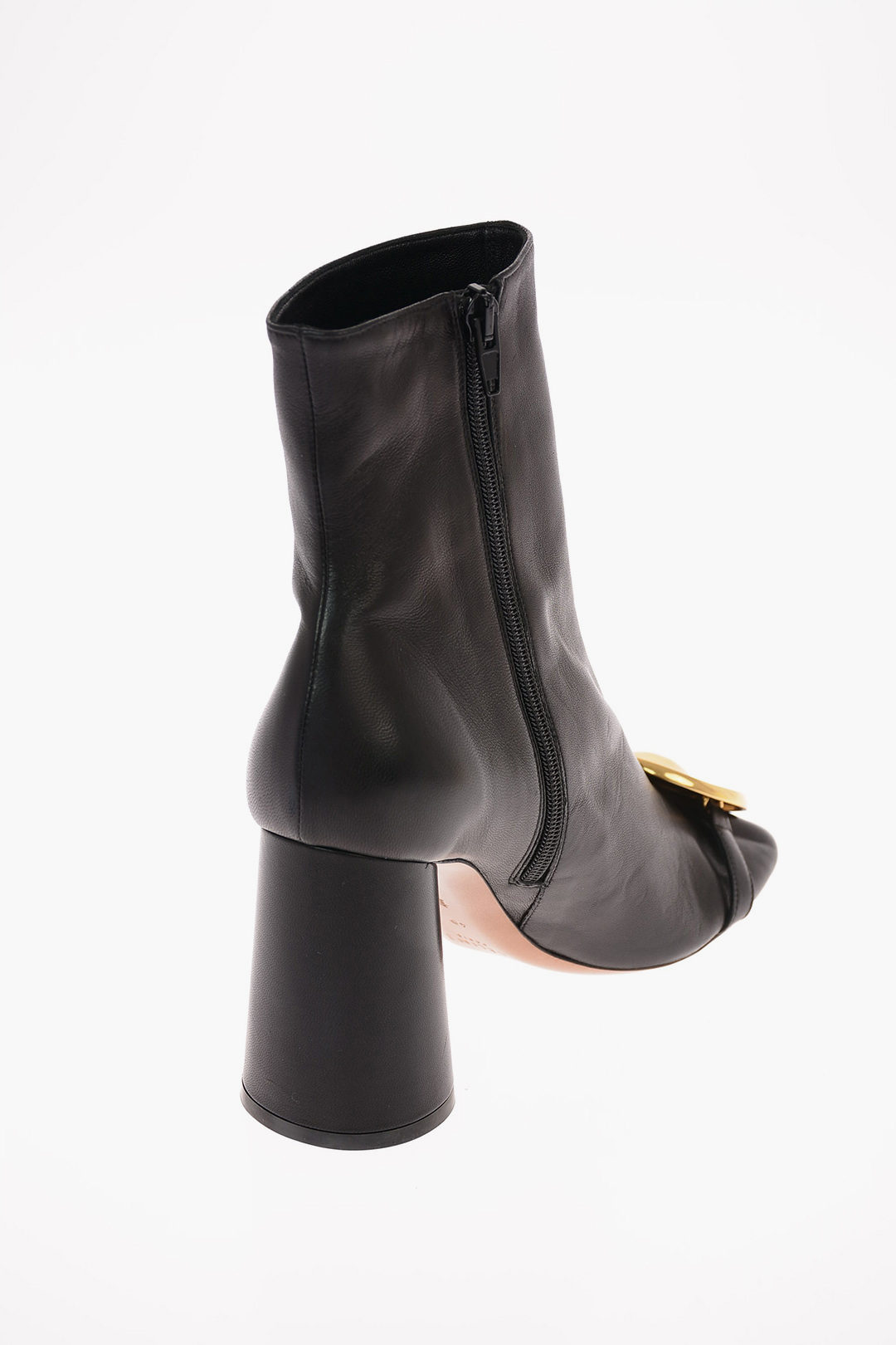 leather ankle boots with jewel details