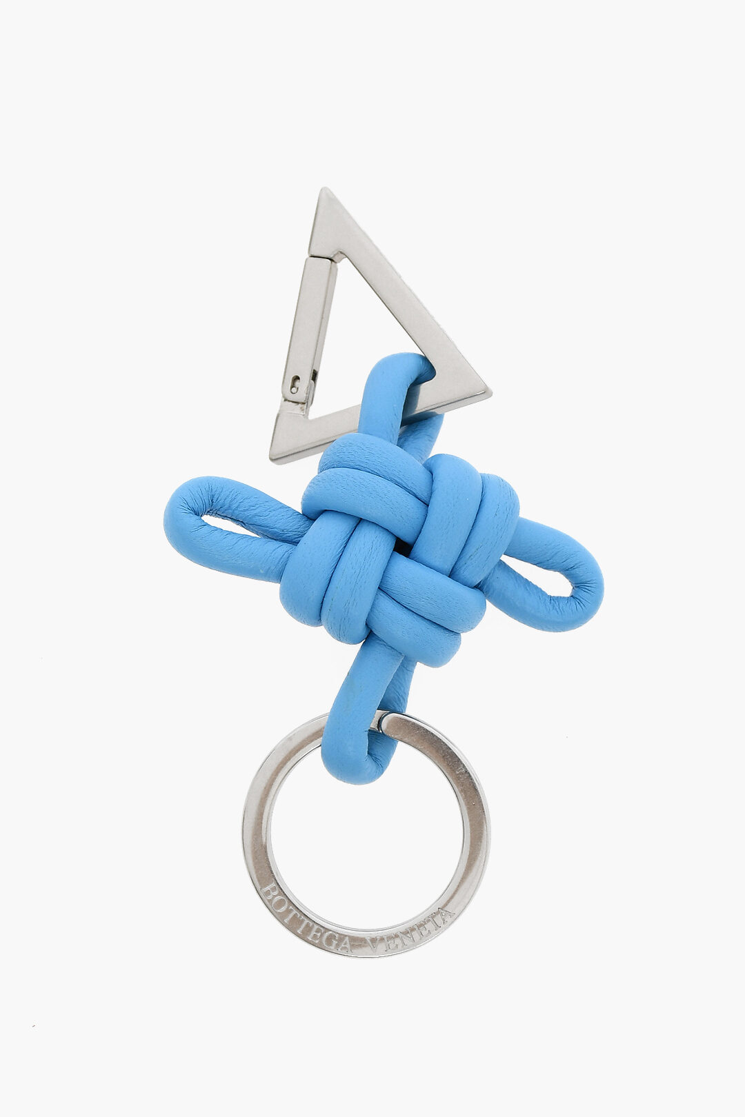 Bottega Veneta Soft-leather Key Ring with Silver-toned
