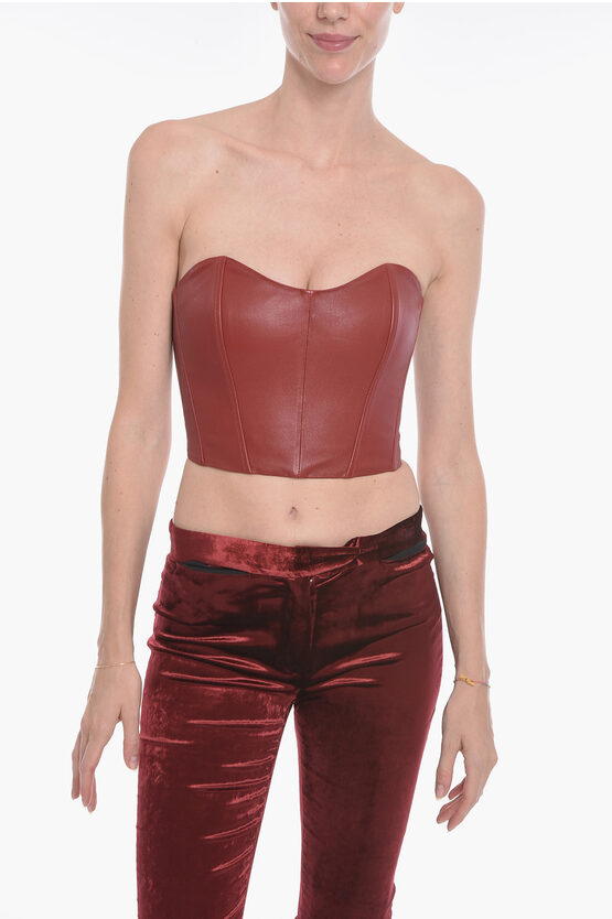 The Mannei Soft-leather Oviedo Bustier Top With Sweetheart Neckline In Red