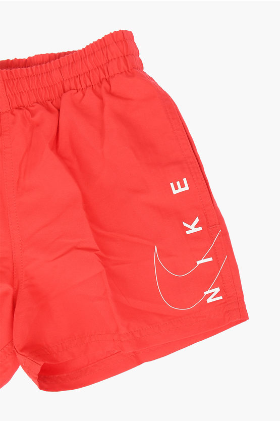 Solid Color 2 Pockets Boxer Swimsuit with Drawstring Waist