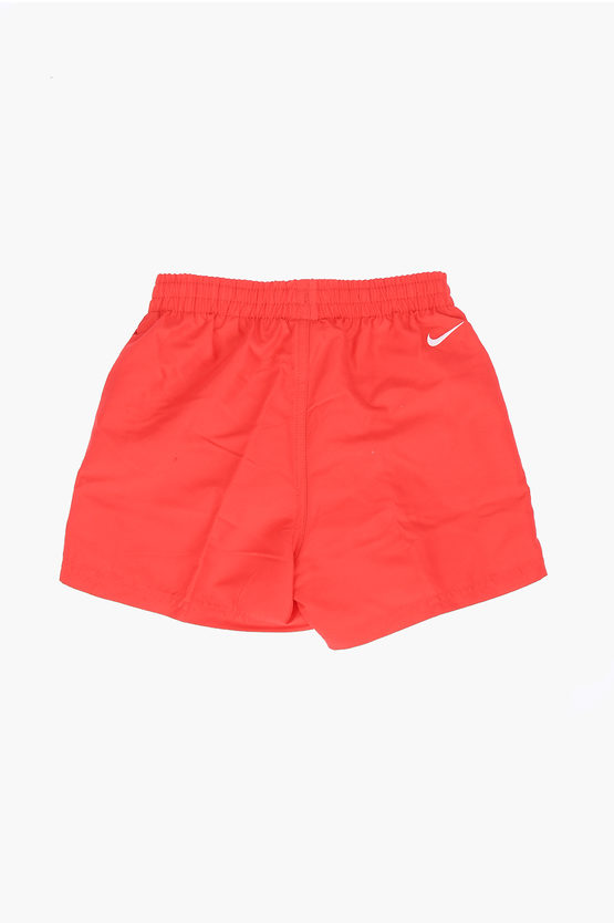 Solid Color 2 Pockets Boxer Swimsuit with Drawstring Waist