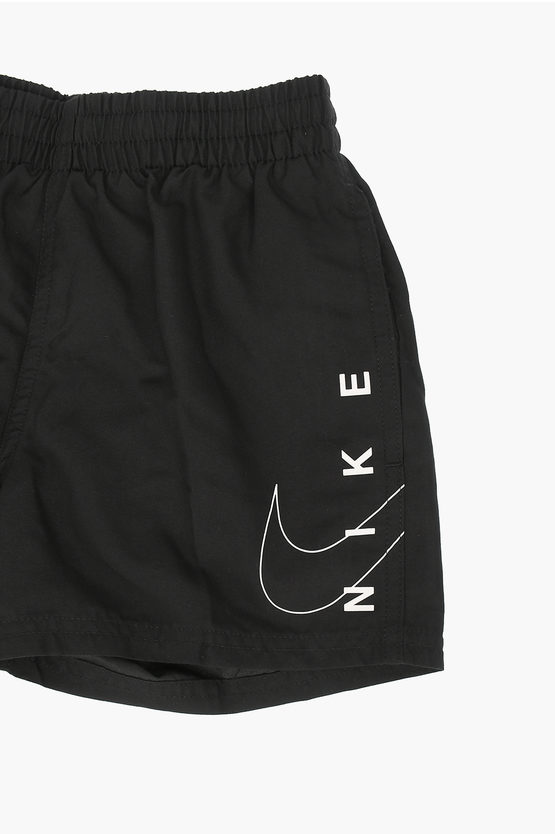 Solid Color 2 Pockets Boxer Swimsuit with Drawstring Waist