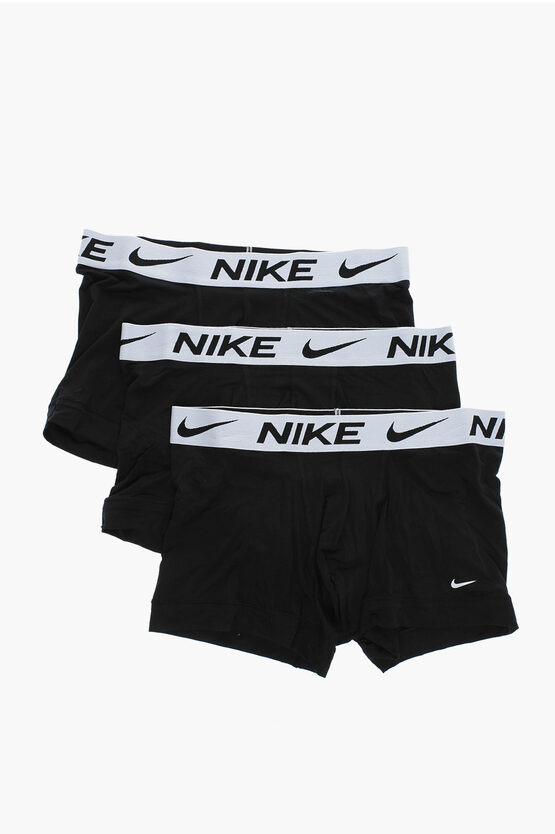 Nike Solid Colour 3 Pairs Of Boxer Set With Logoed Band At The Wai In Black