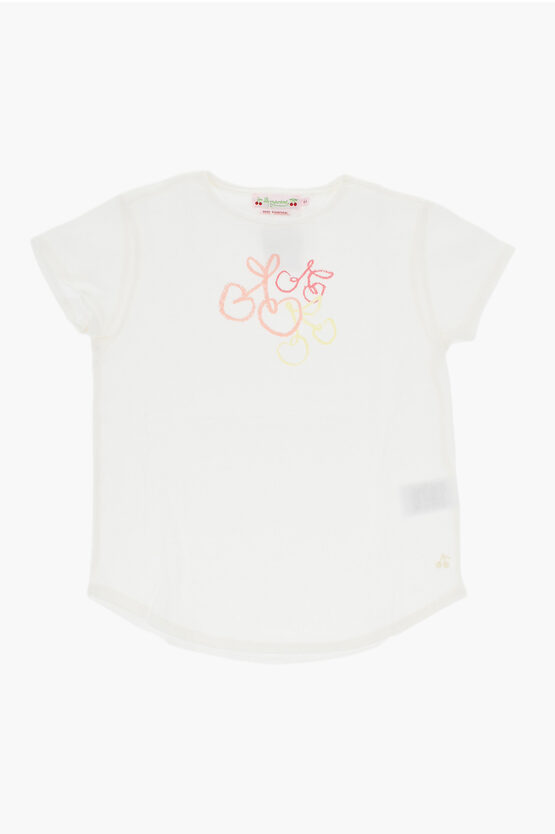 BONPOINT SOLID COLOR AADA CREW-NECK T-SHIRT WITH FRONTAL PRINT