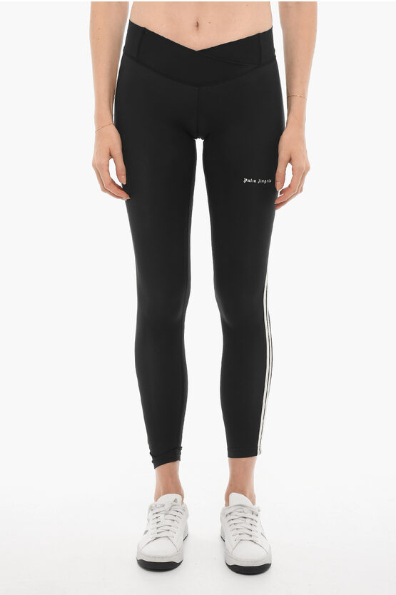 Shop Palm Angels Solid Color Active Leggings With Contrasting Side Band