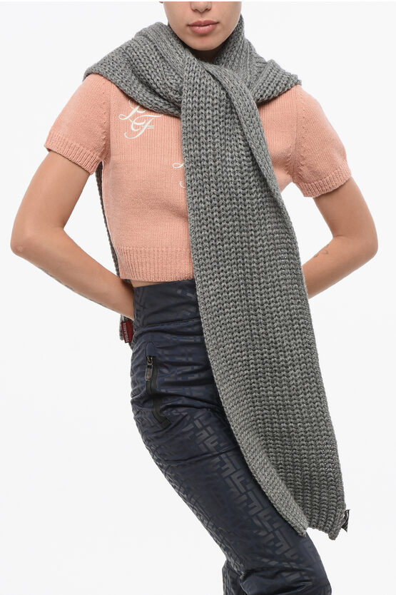 Dsquared2 Solid Color Alpaca Blend Scarf With Hood