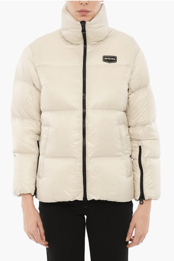 Shop Duvetica Solid Color Alwaid Down Jacket With Contrast Zip