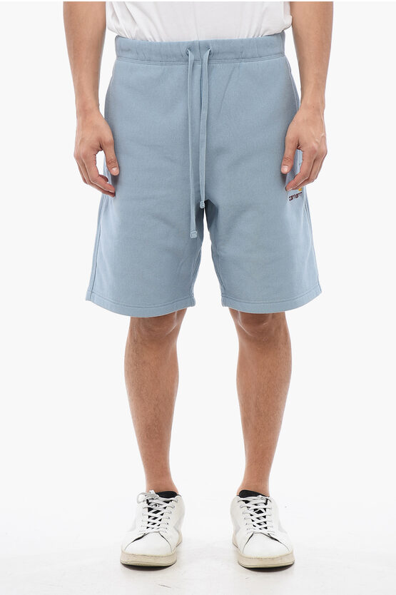 CARHARTT SOLID COLOR AMERICAN SCRIPT SWEAT SHORTS WITH EMBROIDERED LO