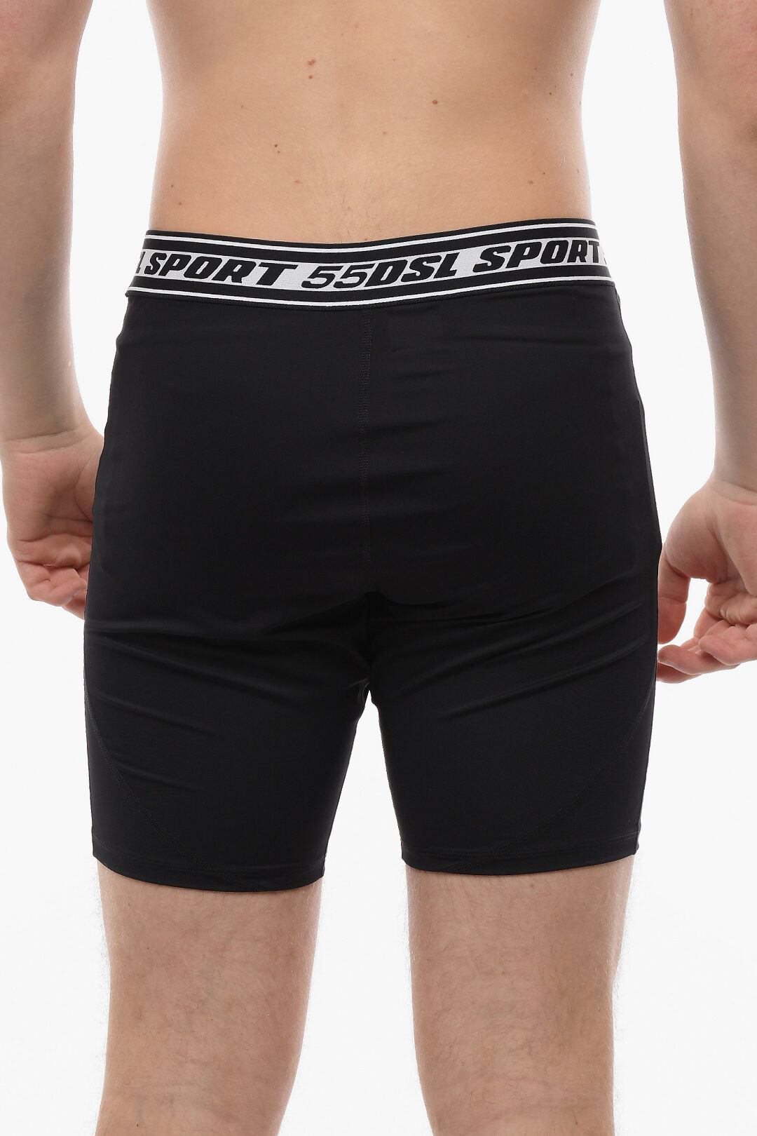Diesel Solid Color AMSB-SPRANT Biker Shorts with Logo men
