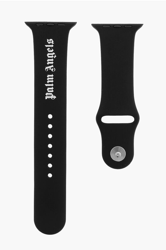 Palm Angels Solid Color Apple Watch Strap With Pin-und Tuck Closure 45mm In Black