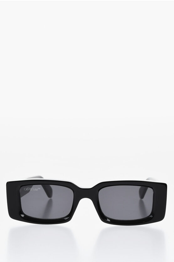 Off-white Solid Color Arthur Rectangular Sunglasses With Monogram In Black