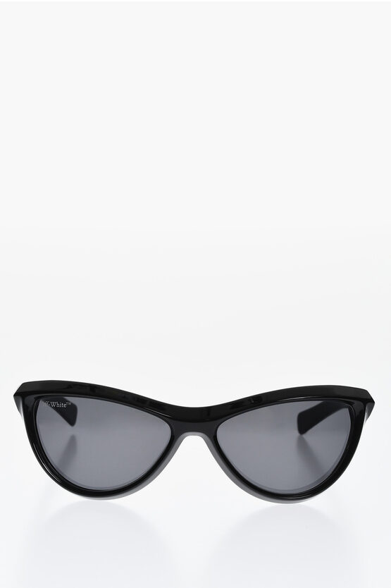 Off-white Solid Color Atlanta Sunglasses With Cat-eye Frame In Black