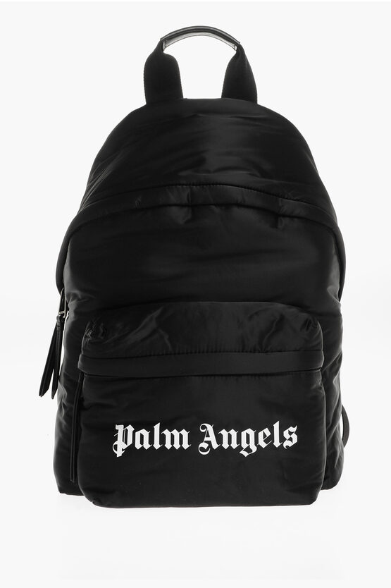Palm Angels Solid Color Backpack With Lettering Print