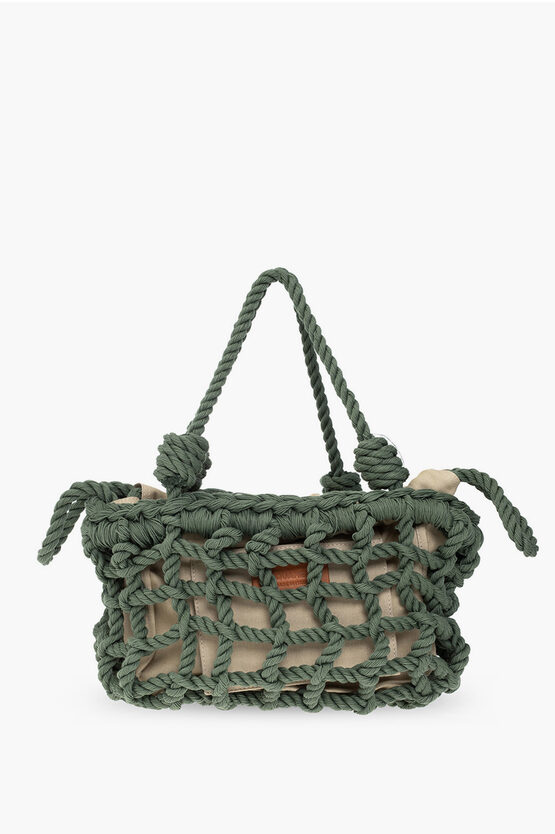 Dsquared2 Solid Color Bag With Braided Design And Removable Inner Pouc In Green