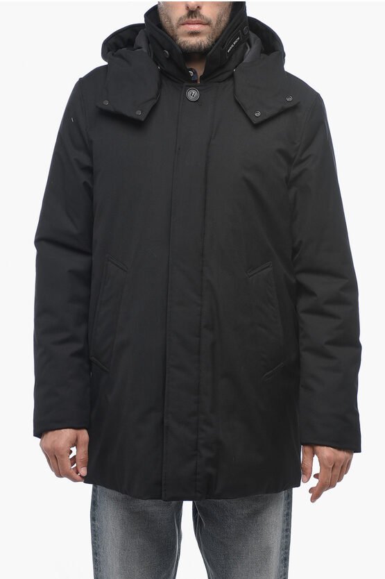 Shop Woolrich Solid Color Barrow Padded Jacket With Hidden Closure