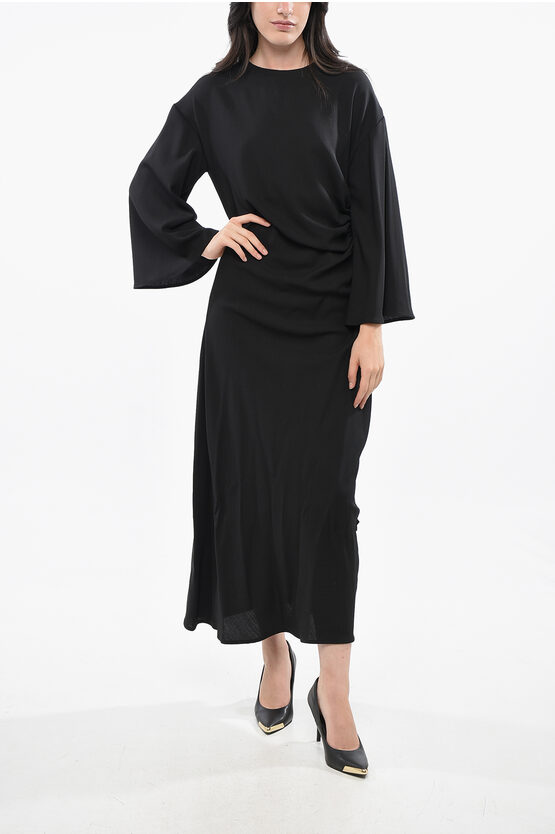 Cri.da Solid Color Bassano Maxi Dress With Draped Grösse M-l In Black
