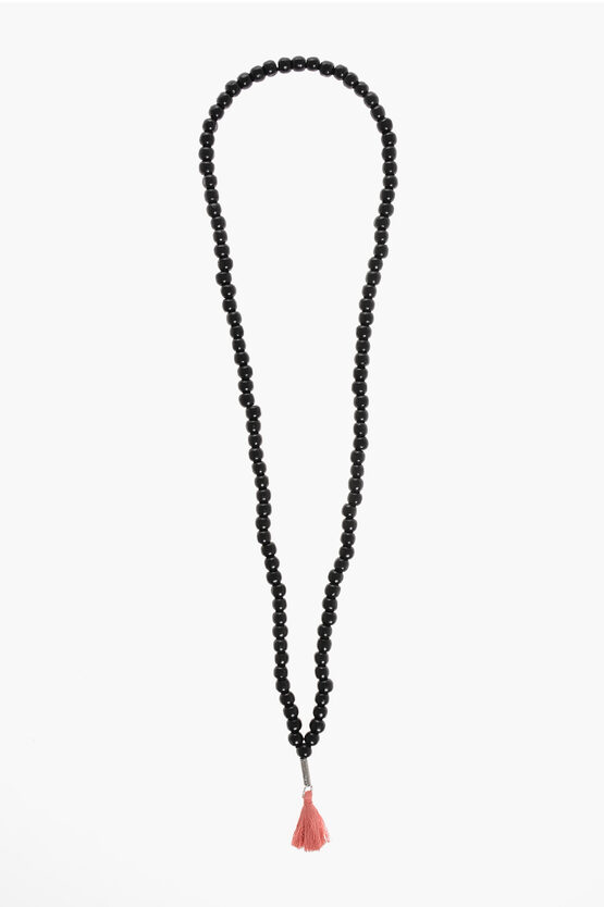 DSQUARED2 SOLID COLOR BEADED TASSEL NECKLACE