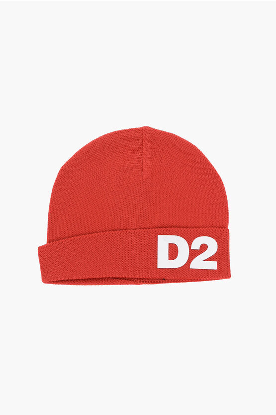 Shop Dsquared2 Solid Color Beanie With Contrasting Logo