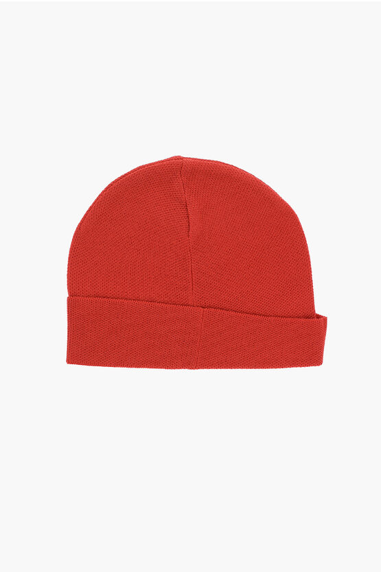 Solid Color Beanie with Contrasting Logo