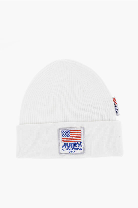 Shop Autry Solid Color Beanie With Embossed Logo